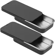 GOOHOCHY 2pcs Retro Tin Case Slide Top Organizer for Items Durable Tinplate Holder Compact Storage for Candy Jewelry Matte