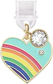 ELISE & FONDA TP690 Type-C Charging Port Anti Dust Plug Little Love Heart with Rainbow Cell Phone Charm for iPhone 15/16/Samsung/OnePlus/Xiaomi/oppo Android Phones (Blue)