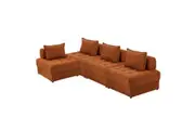 Oikiture 4 Seater Velvet Modular Sofa Lounge Chair Armless TOFU Back Brown