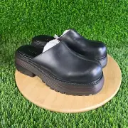 Asos Womens Mesmerised Leather Chunky Flat Mules Black Size 6 NIB