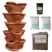 Complete Kit 5 Tier Extra Large Stackable Planters Australian Made (Terracotta)