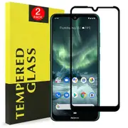 [2 PACK] Nokia 7.2 Screen Protector Full Coverage Tempered Glass Screen Protector Guard (Black) - Case Friendly