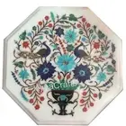 White Marble Coffee Table Top Natural Gemstone Inlay Work Corner Table for Home