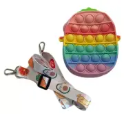 PINEAPPLE Pop It Fidget Toy Purse With Fruit Decor Strap Sherbet Rainbow Colors