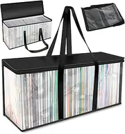 GOKENA 3 Pcs DVD Storage Bags Transparent PVC Media Organizer Bag DVD Holder Case with Handles and Zipper DVD Holder Case with Handles for DVDs CDs Blu Ray Disc Movie Cases Video Game Disks