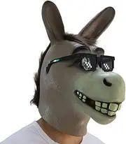 MostaShow Adult Shrek Mask Halloween Party Funny Donkey Horse Head Latex Animal Mask