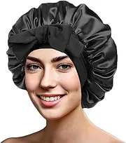 yqswstl Silk Bonnet Satin Hair Bonnet for Sleeping with Tie Band Large Bonnets with Adjustable Straps Hair Sleep Caps for Women Curly Braid Hair