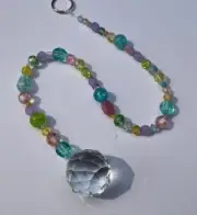 Beaded Suncatcher Pastel Multicolor Crystal Prism Hanging Patio Decor Yard Art