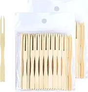 Xolixorium 200 Pack Mini Forks Bamboo Cocktail Forks 3.5 Inch – Mini Appetizer Picks for Fruit, Dessert, Charcuterie, Party Catering, Buffet Use – Natural Biodegradable Disposable Forks