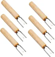 304 Stainless Steel BBQ Forks Wooden Handles Multi-Purpose Kitchen BBQ Tools Comfortable Grip
