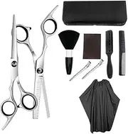 Hair Cutting Scissors Set 10 Pieces Professional Hairdressing Scissors Set Hair Cutting Scissors Hairdressing Scissors Ponytail Comb Hairdressing Cape Barber Knife Comb