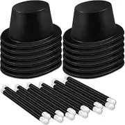 24 Pieces Magic Wands Top Hats Magician Hats Costume Top Hat Plastic Derby Victorian Hat for Adults and Kids Dress up Party Birthday Supplies