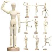 FlexiArt Wooden Manikin Set - 12 Jointed Figures for Artists' Sketching, Drawing