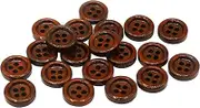 Rustic Brown Wooden Buttons, 12mm (18L) with 4 Hole (20 Pack), Round Craft Natural Buttons with Smooth Finish, Eco-Friendly Sewing, for Clothing, Knitting, and DIY Projects