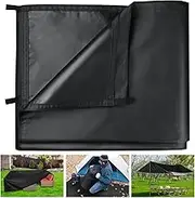 Waterproof Tarpaulin Outdoor Cover: Black 1.5m x 3m 420D Lightweight Oxford Fabric Tarp Sheet with Reinforced Loops - Tear-Resistant UV Protection for Camping Backpacking Hiking Shelter