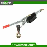 2 Ton Dual Gear Power Puller Hand Power With 2 Hooks Steel Cable 2000 Pounds