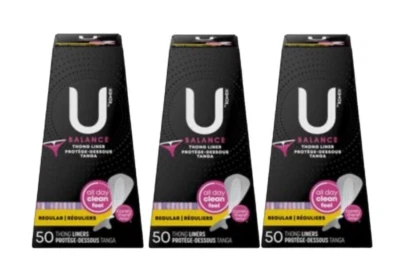 LOT (3) U BY KOTEX BARELY THERE BALANCE THONG LINERS ALL DAY CLEAN FEEL 50 COUNT
