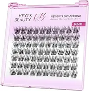 VEYESBEAUTY Lash Clusters Individual Eyelash Extensions Thin & Invisible Band DIY False Eyelashes for Self-application Newbie's Five-Second Series Natural Wispy Lash Tray, LuxeBold 16mm Single Length