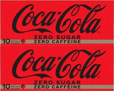 New Coca-Cola Zero Sugar Caffeine Free Soft Drink Multipack Cans 20 x 375 mL