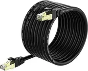 VOSGA Outdoor Cat 7 Ethernet Cable 20M/65 ft,S/FTP - 600 MHZ -Cat7 Network RJ45 Waterproof Direct Burial Internet Cable 20M Round Black