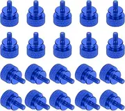 uxcell 20 Pcs 6#32 Knurled Thumb Screw Computer Case Threaded Hand Tighten Screws Aluminum Alloy for PC Case, Deep Blue