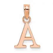 14K Rose Gold Polished Block Letter A Initial Pendant