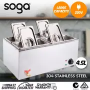 SOGA Stainless Steel 4 X 1/2 GN Pan Electric Bain-Marie Food Warmer with Lid