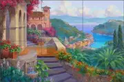 Mediterranean Tile Backsplash Mikki Senkarik Art Ceramic Mural MSA132