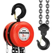 3T/6600lbs Capacity 10ft Lift Alloy Steel Chain Block w/ G80 Galvanized Chain