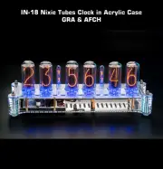 Nixie Tubes Clock on IN-18 in Big Acrylic Case [with Columns] Slot Machine Temp