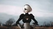 Anime city 2b nier nier automata frontal view Playmat Gaming Mat Desk