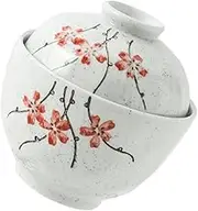 SHERCHPRY Classic Ceramic Soup Bowl Set Lid Stewing Pot Kitchen Supply for Bird's Nest Yogurt Salads