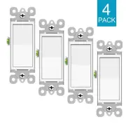 4× Decorator Rocker Wall Light Switch Single Pole Self-Grounding 3-Year Warranty