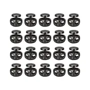 20pcs Metal Cord Locks for Drawstrings Double Hole Toggle Stoppers Black