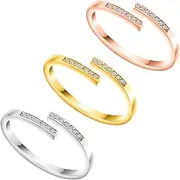 [Woffoly] 3PCS Toe Rings for Women, Adjustable Cubic Zirconia Hypoallergenic Band Ring,Silver/Rose Gold/Gold Toe Rings Set Beach Foot Jewelry for Summer,Stylish Open Toe Fingers Joint Tail Rings