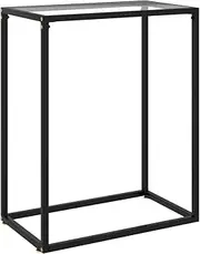 vidaXL Tempered Glass Console Table - Transparent Modern Side Table with Powder-Coated Steel Structure - 60x35x75 cm