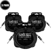 3 Pack BLACK 20' Instrument Cable ERNIE BALL FLEX 6435 Straight/Straight