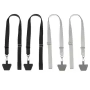 4Pcs Smart Phone Lanyard with 4 Patches, Black/Gray (55-30cm)