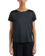 Emporio Armani Stretch Silk Satin Short Sleeve Blouse