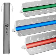 12" Aluminum Architect Scale Ruler Laser Etched Triangle Drafting Ruler, Color C