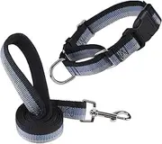 ESGPET Martingale Dog Collar and Leash Set for Walking, Playing, Training, Reflective Adjustable Puppy Collars with Leash for Small Medium Large Dogs (Black,Medium)