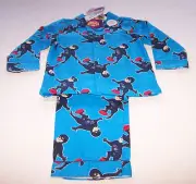 Carlton Blues AFL Boys Mascot Blue Printed Flannel Pyjama Set Size 1 New