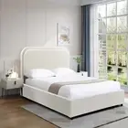 Foret Bed Frame Double Size Mattress Base Wooden Sleep Beds Platform Fabric