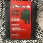 HUNTWORTH .20MM GREEN PVC JACKET & PANTS 2-PC RAIN SUIT, SIZE LARGE