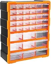 Amazon Basics Wall Mount Hardware and Craft Storage Cabinet Drawer Organizer 78 Drawers, Black, Orange, 15.24 cm D x 36.83 cm W x 45.72 cm H