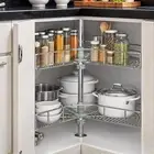 2 Stainless Steel Shelves Lazy Susan Corner Kitchen Cabinet Rotating Organizer