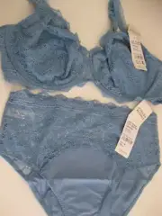 SET Simone Perele FREESIA 18E /40E Control Bra Sz 5 Culotte Himalaya Blue Rp$220