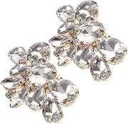 [TOGEVAL] 2 pcs Sparkly Crystal Wedding Shoe Clips Removable Decorative Charms for Women High Heels Durable Buckles Easy to Install Unique Floral Design