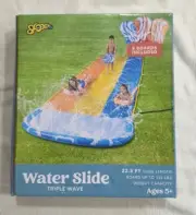 Water Slide 22 Ft Sprinklers Built In Triple Wave with 3 Boogie Boards