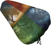 Bicycle Seat Cover Four Season Tree of Life Printed Bike Covers Bike Cushion Seat Protector with Drawstring for Most Bikes